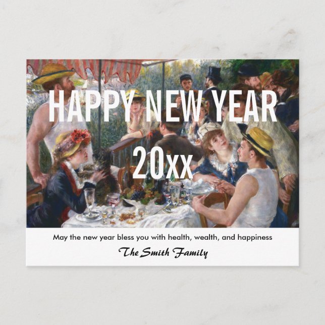 Renoir - Happy New Year / Luncheon Boating Party Postcard (Front)