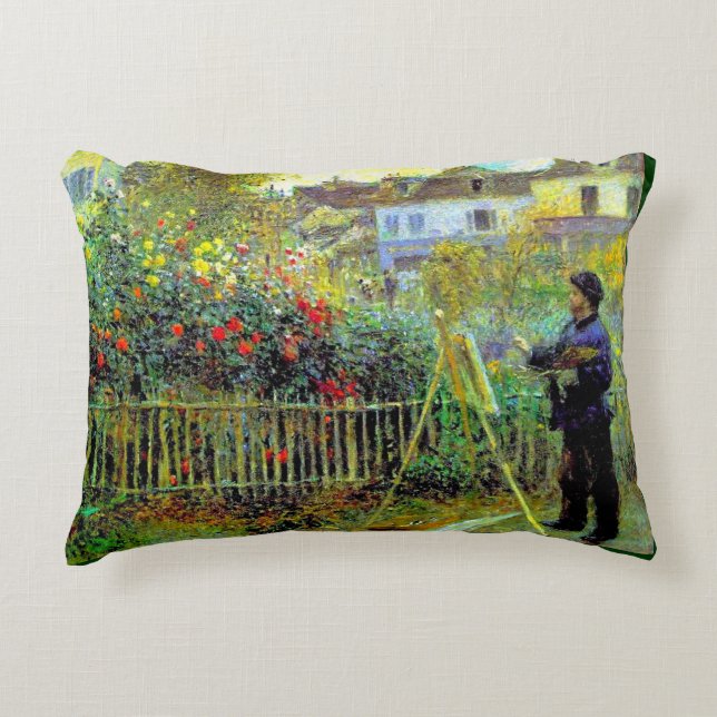 Renoir - Monet Painting in His Garden Accent Pillow (Front)
