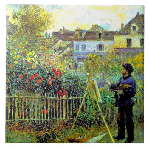 Renoir Monet Painting in his Garden at Argenteuil Ceramic Tile