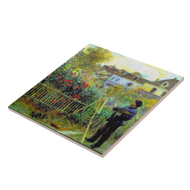 Renoir - Monet Painting in His Garden Ceramic Tile (Side)
