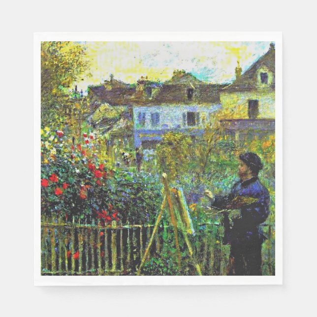 Renoir - Monet Painting in his Garden, Napkins (Front)