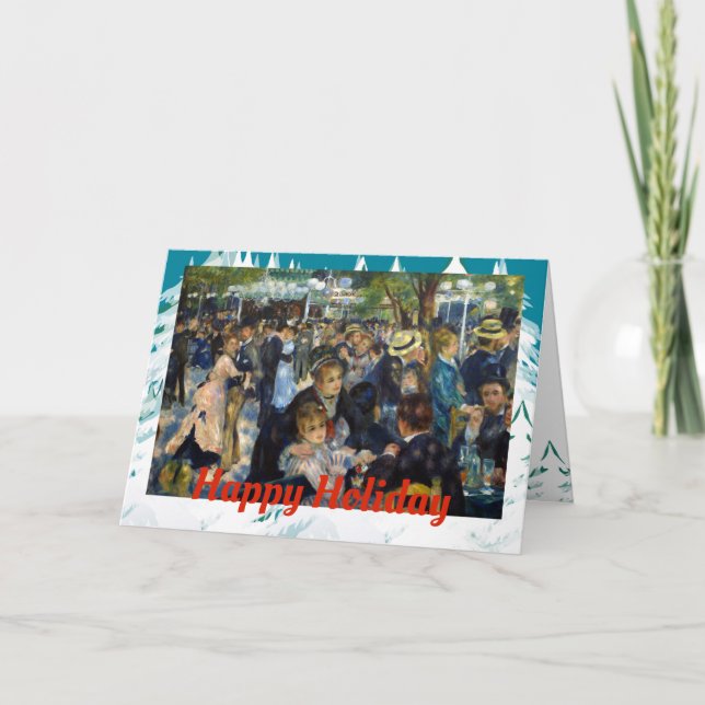Renoir Moulin de la Galette Trees Frame Christmas Holiday Card (Front)