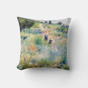 Renoir - Path Leading through Tall Grass Throw Pillow