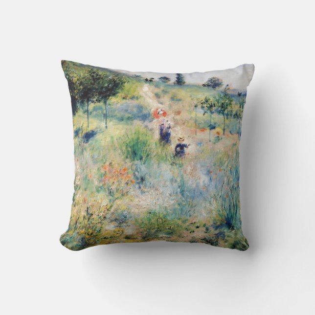 Renoir - Path Leading through Tall Grass Throw Pillow (Front)