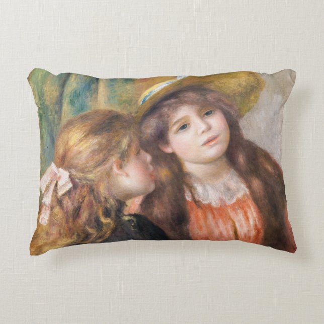 Renoir - Portrait of Two Little Girls Accent Pillow (Front)