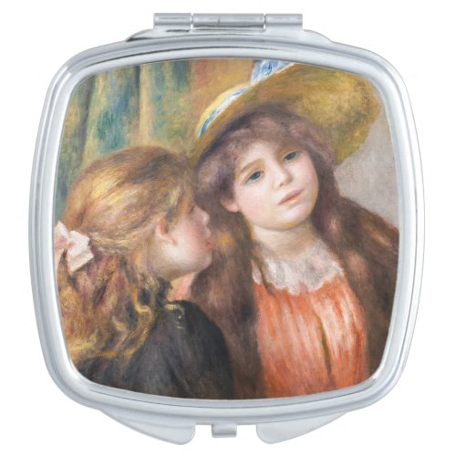 Renoir _ Portrait of Two Little Girls Compact Mirror