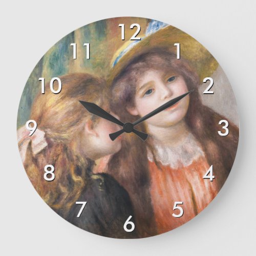 Renoir _ Portrait of Two Little Girls Large Clock