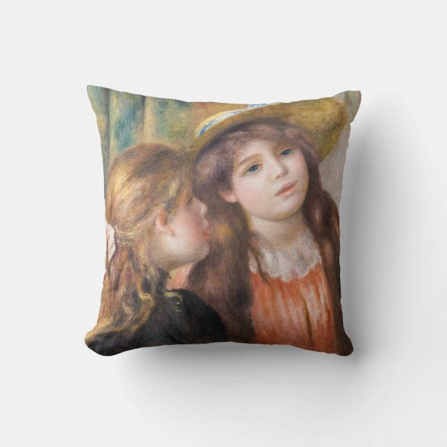 Renoir - Portrait of Two Little Girls Throw Pillow (Front)