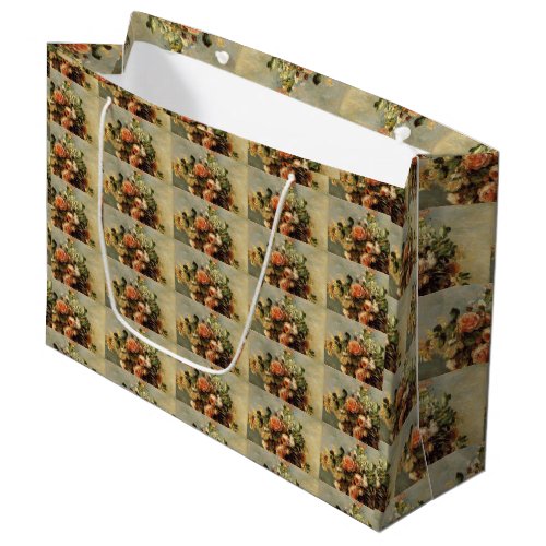 Renoir Roses and Jasmine in a Delft Vase Large Gift Bag
