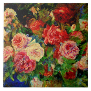 Renoir - Roses, famous painting, Ceramic Tile
