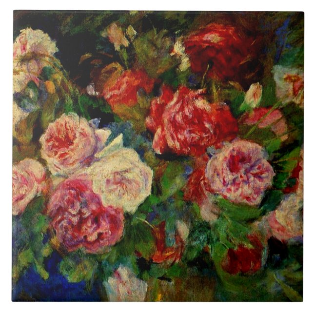 Renoir - Roses, famous painting, Ceramic Tile (Front)