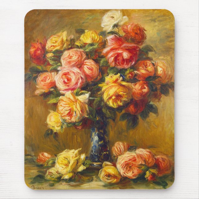 Renoir Roses in a Vase Mouse Pad (Front)