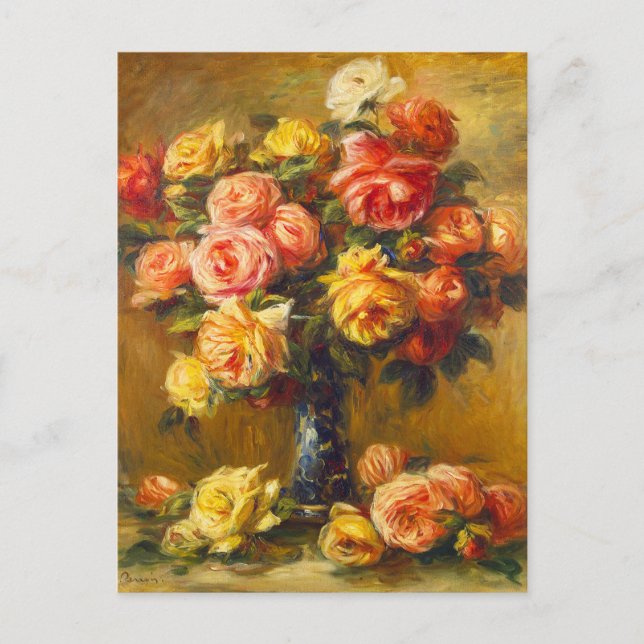 Renoir Roses in a Vase Postcard (Front)