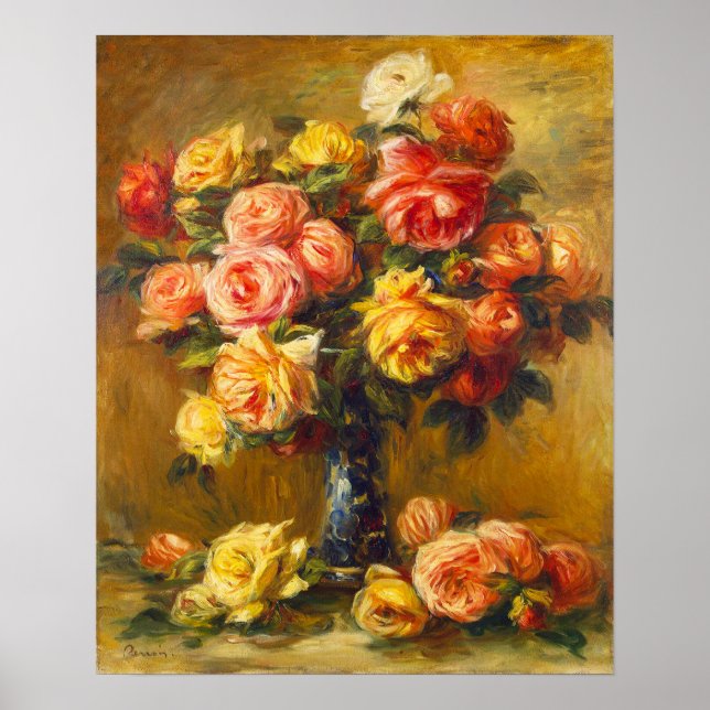 Renoir Roses in a Vase Poster (Front)