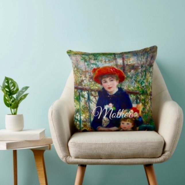 Renoir’s Mother and Child Throw Pillow   (Throw Pillow 100% polyester heavyweight stretch material. Hidden zipper Made in the USA.
)
