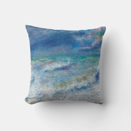 Renoir Seascape Blue nautical impressionism Sea Throw Pillow