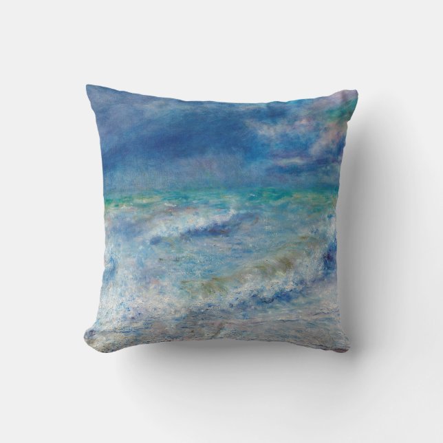 Renoir Seascape. Blue nautical impressionism. Sea Throw Pillow (Front)