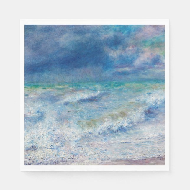 Renoir Seascape. Blue nautical waves impressionism Napkins (Front)