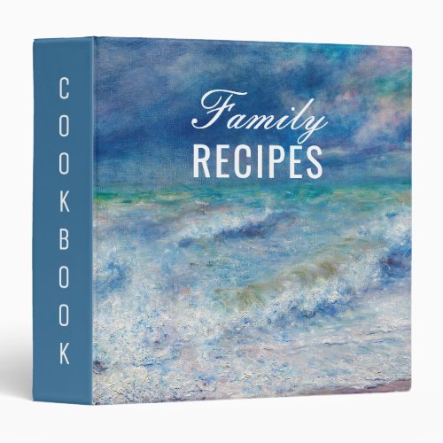 Renoir Seascape Nautical impressionism cookbook 3 Ring Binder