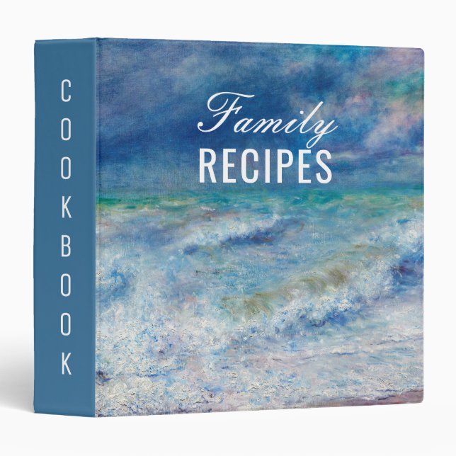Renoir Seascape. Nautical impressionism cookbook 3 Ring Binder (Front/Spine)