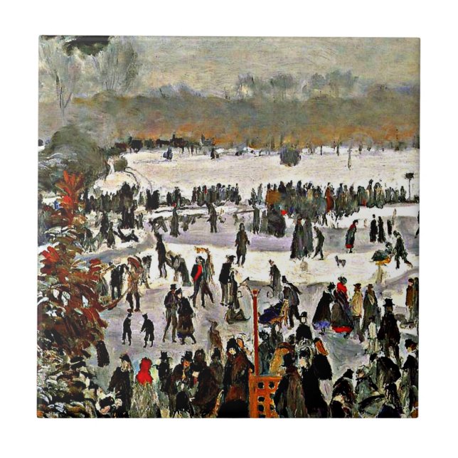Renoir - Skaters in the Bois de Boulogne-1868 Ceramic Tile (Front)