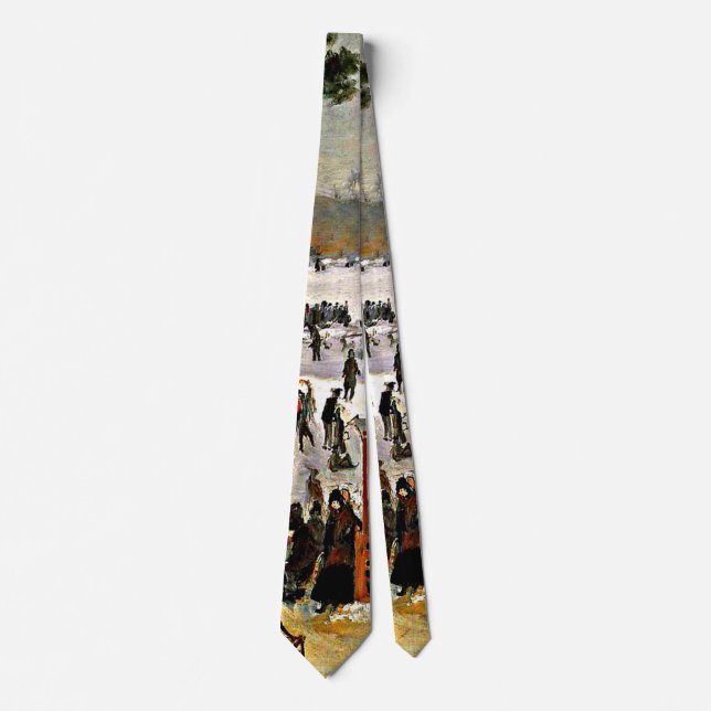 Renoir - Skaters in the Bois de Boulogne-1868 Neck Tie (Front)