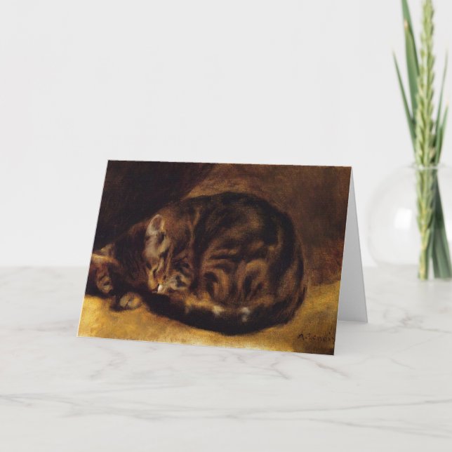 Renoir Sleeping Cat Greeting Card (Front)