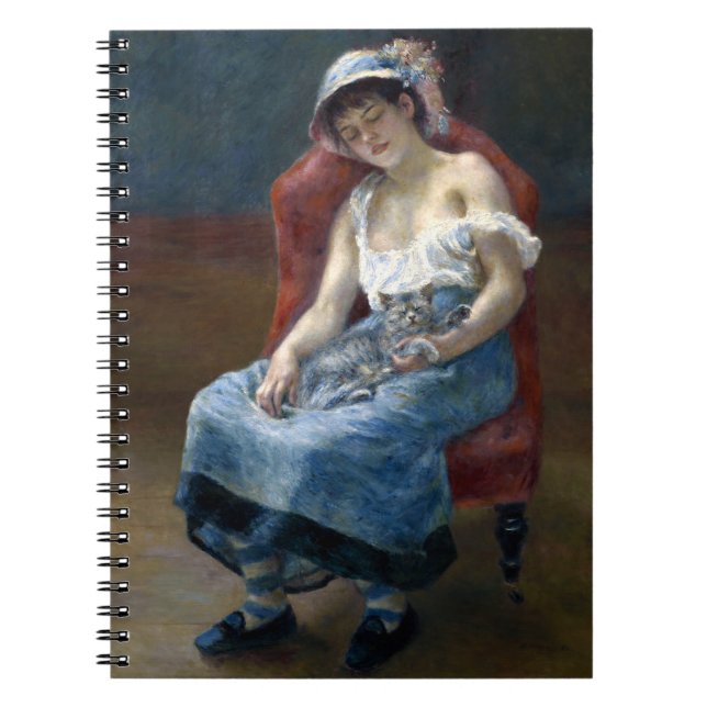 Renoir Sleeping Girl Cat Painting Notebook (Front)