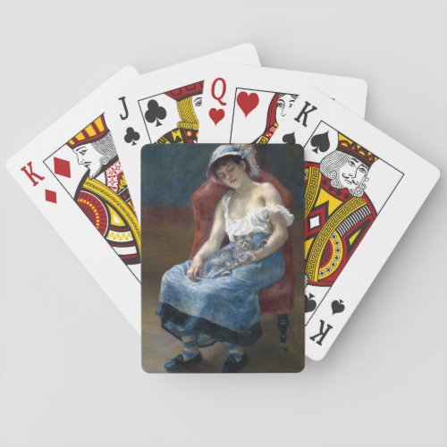 Renoir Sleeping Girl Cat Painting Poker Cards