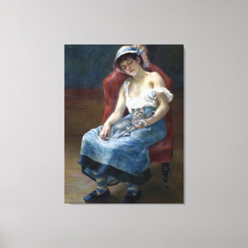 Renoir Sleeping Girl With Cat Classic Art Canvas Print