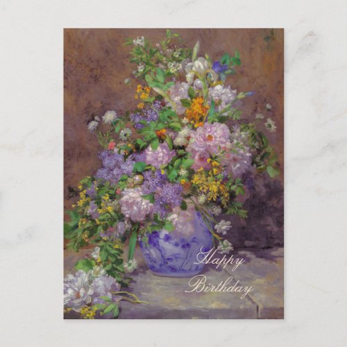 Renoir spring flower bouquet CC0863 Celebrations Invitation Postcard