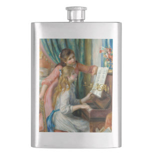 Renoir Two Girls at the Piano Print Music Fine Art Flask