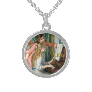Renoir Two Girls at the Piano Print Music Fine Art Sterling Silver Necklace