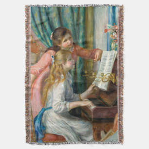 Renoir Two Girls at the Piano Print Music Fine Art Throw Blanket