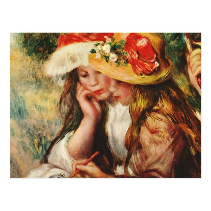 Renoir Two Girls Reading in the Garden Postcard