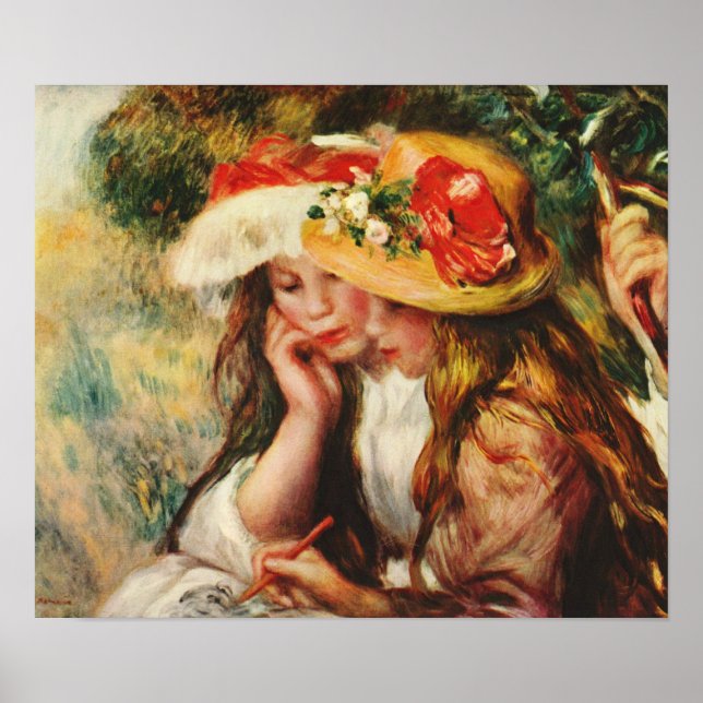 Renoir Two Girls Reading in the Garden Poster (Front)