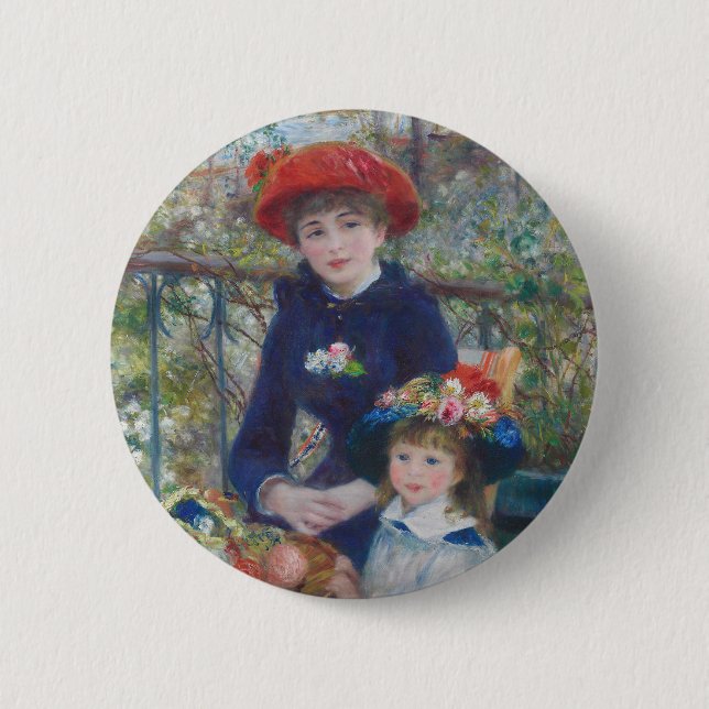 Renoir Two Sisters Terrace French Impressionism  Button (Front)