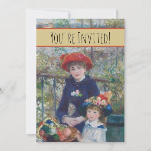 Renoir Two Sisters Terrace French Impressionism  Invitation