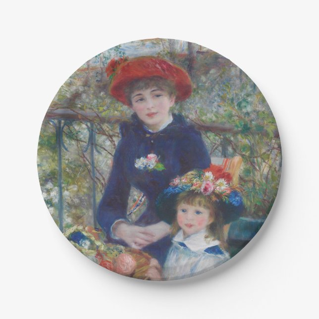 Renoir Two Sisters Terrace French Impressionism  Paper Plates (Front)