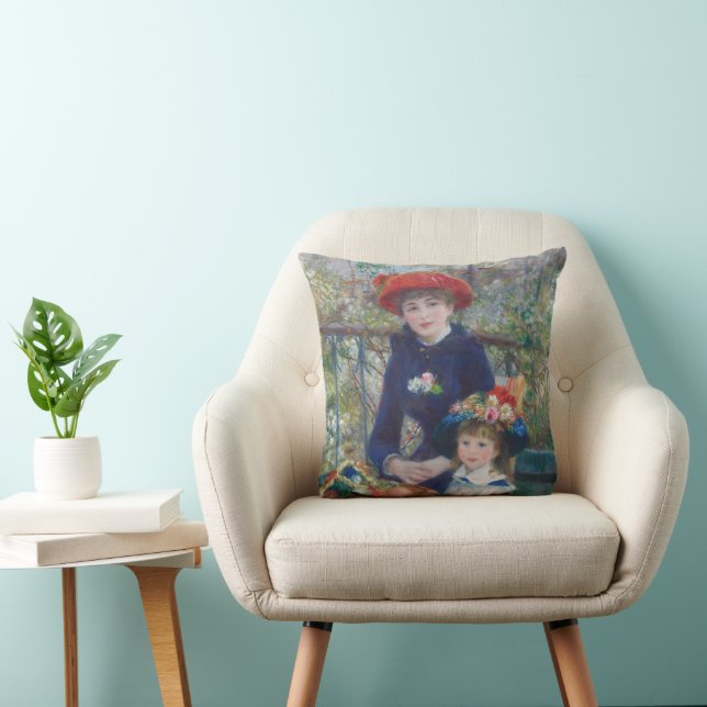 Renoir Two Sisters Terrace French Impressionism  Throw Pillow (Chair)