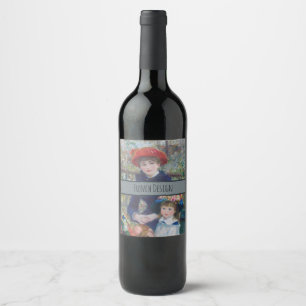 Renoir Two Sisters Terrace French Impressionism Wine Label