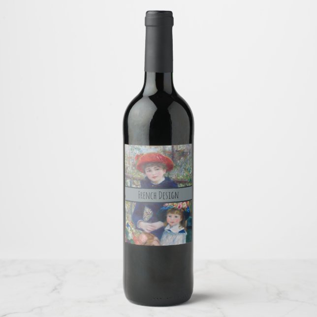 Renoir Two Sisters Terrace French Impressionism  Wine Label (Front)