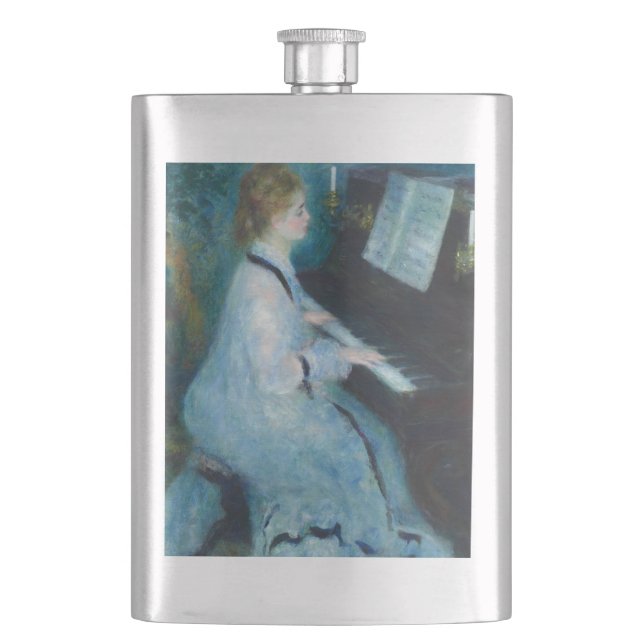 Renoir Woman at the Piano Vintage Impressionist  Flask (Front)