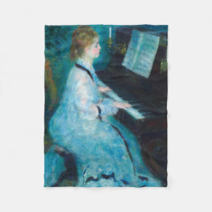 Renoir Woman at the Piano Vintage Impressionist Fleece Blanket