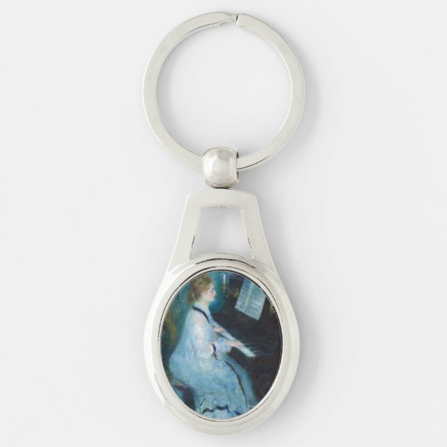 Renoir Woman at the Piano Vintage Impressionist  Keychain (Front)