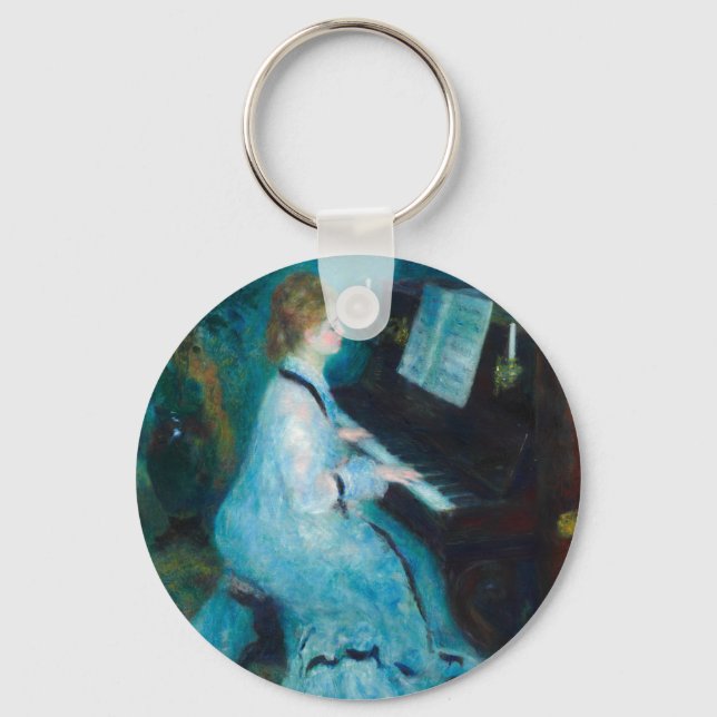 Renoir Woman at the Piano Vintage Impressionist  Keychain (Front)