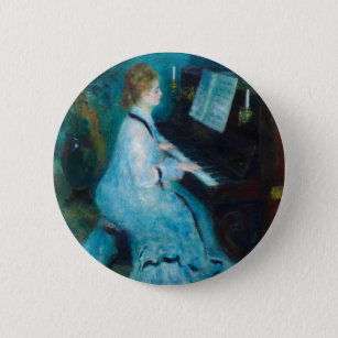 Renoir Woman Piano Music Musician Button