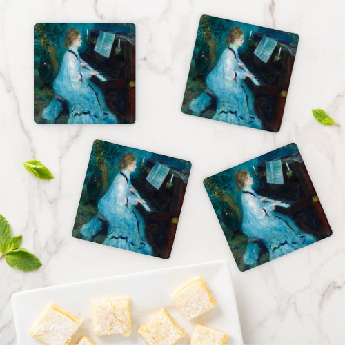 Renoir Woman Piano Music Musician Coaster Set