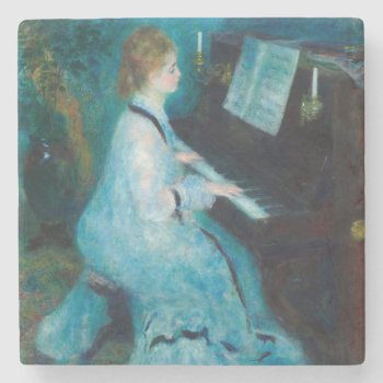 Renoir Woman Piano Music Musician Stone Coaster by antiqueart at Zazzle