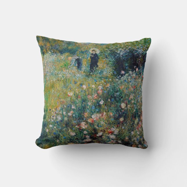 Renoir - Woman with a Parasol in a Garden Throw Pillow (Front)
